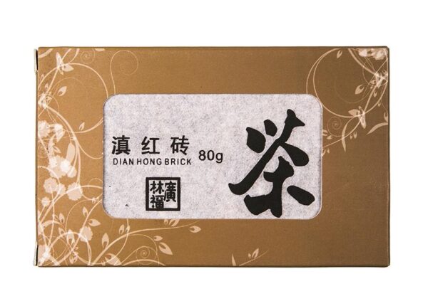 Прессованный кирпичик китайского элитного красного чая "Дянь Хун", брикет 80 грамм